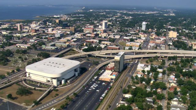Aerial view of city of Pensacola, Florida. Shot in 2007