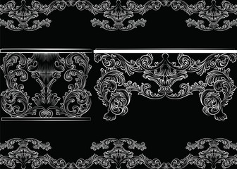Vector Set of Baroque Vintage Furniture and Frames.French Luxury rich carved ornaments furniture. Vector Victorian Royal  Style furniture