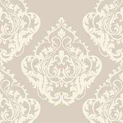 Vector Baroque Vintage floral Damask pattern. Luxury Classic ornament, Royal Victorian texture for wallpapers, textile, fabric. Beige color