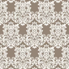 Foto auf Glas Vector Baroque Vintage floral Damask pattern. Luxury Classic ornament, Royal Victorian texture for wallpapers, textile, fabric. Gray color © castecodesign
