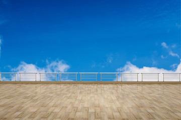 Fototapeta na wymiar empty terrace on blue sky background