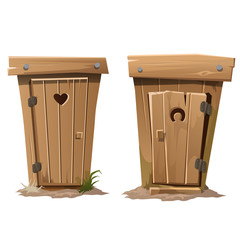 Two rural toilets on white background