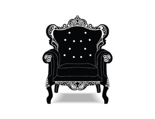 Plakat Classic royal armchair with luxurious ornaments . Vector sketch