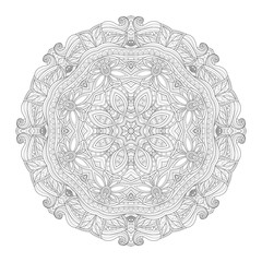 Vector Beautiful Deco Monochrome Contour Mandala