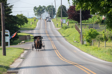 LANCASTER, USA - JUNE 25 2016 - Amish people in Pennsylvania