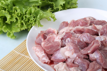 Fresh meat and green vegetables 