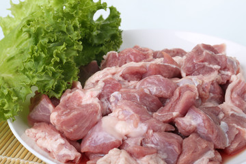 Fresh meat and green vegetables 