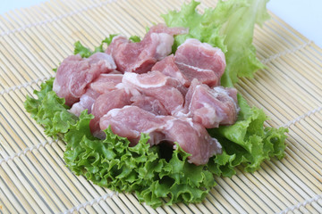 Fresh meat and green vegetables 