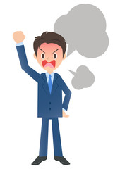 とても怒るビジネスマン　男性会社員のイラスト素材