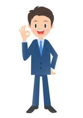 OKサインのビジネスマン　男性会社員のイラスト素材