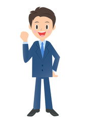 拳を握りしめるビジネスマン　男性会社員のイラスト素材