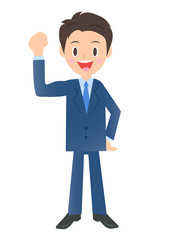 ガッツポーズのビジネスマン　男性会社員のイラスト素材