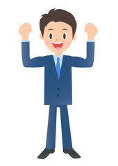 喜ぶビジネスマン　男性会社員のイラスト素材