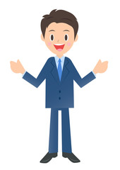 話すビジネスマン　男性会社員のイラスト素材