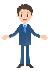 歓迎するビジネスマン　男性会社員のイラスト素材