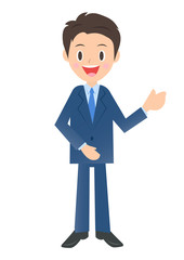 説明するビジネスマン　男性会社員のイラスト素材