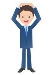 正解ポーズのビジネスマン　男性会社員のイラスト素材