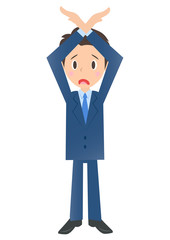 不正解ポーズのビジネスマン　男性会社員のイラスト素材