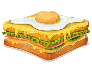 French Sandwich With Fried Egg