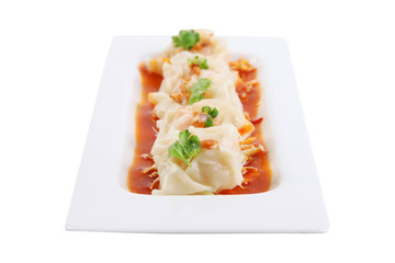 Asian cuisine, Dimsum isolated on white plate