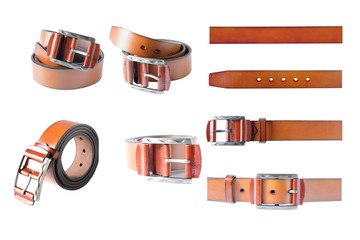 Leather belt isolated on white background