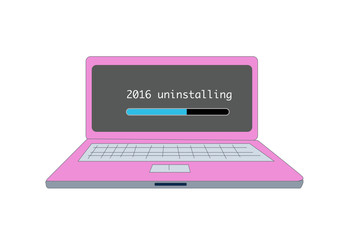 uninstall 2016, year end concept vector