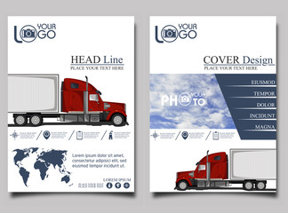 Trucking. Flyer design template vector.