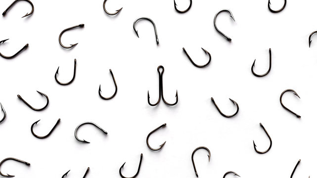 Fishing hook pattern for design. Isolated tackle. 