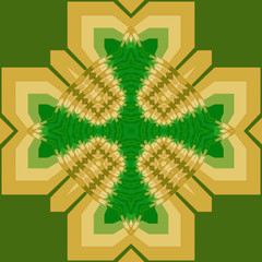 Fiore astratto con effetto prisma centrale verde giallo