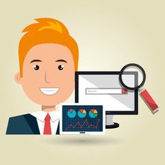businessperson with statistic graph isolated icon design, vector illustration  graphic 