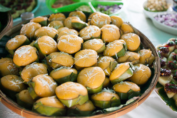 Close up a palm cake. thai dessert