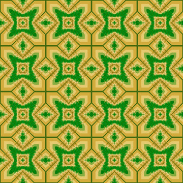Pattern quadretti con rombi verde giallo