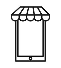 electronic commerce with smartphone  isolated icon design