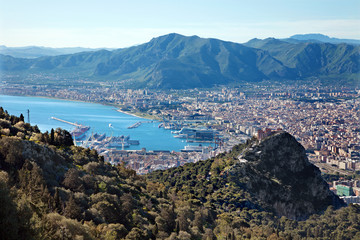 Palerme - perspectives sur la ville et le port du mont Pelegrino