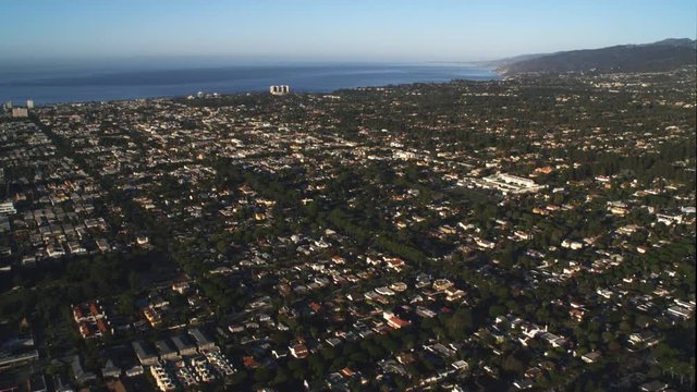 Flying over Santa Monica toward the Pacific Ocean. Shot in 2010.