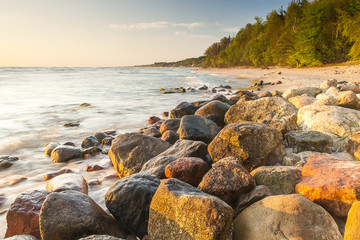 beautiful view of the Baltic Sea to the Polish town Rozewie