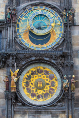 Fototapeta na wymiar Prague Astronomical Clock on the day the sun opposite the moon