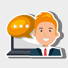 person communicating online isolated icon design, vector illustration  graphic 