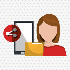 smartphone user sharing files isolated icon design, vector illustration  graphic 