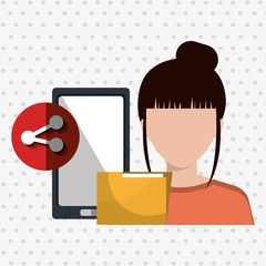 smartphone user sharing files isolated icon design, vector illustration  graphic 