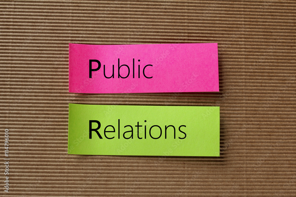 Poster public relations text on colorful sticky notes