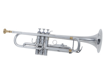 Fototapeta na wymiar classical wind musical instrument cornet isolated on white background