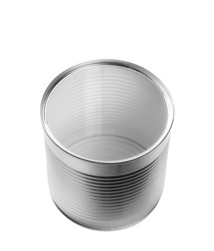 silver tin can isolated on white