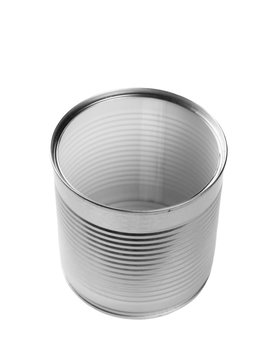 silver tin can isolated on white