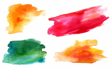 Set of vector watercolor design elements (abstract stains)