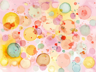 Vector watercolor background texture with pastel bubbles