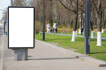 Empty billboard or lightbox on city street