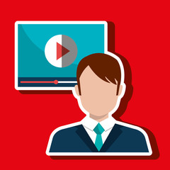 man  with  media player template isolated icon design, vector illustration  graphic 