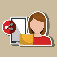 smartphone user sharing files isolated icon design, vector illustration  graphic 