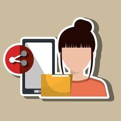 smartphone user sharing files isolated icon design, vector illustration  graphic 